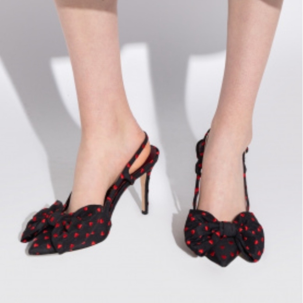 Kate Spade Black and Red Women's Slingback Heels - Picture 4 of 5